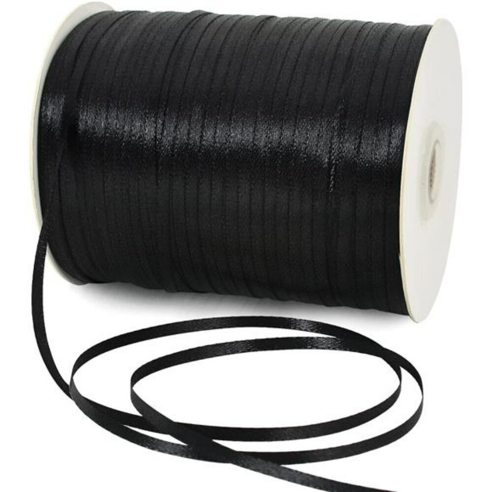 Black Satin Ribbon 870 Yards 1 8 Inch Double Face Fabric for Gift Wrapping Craft